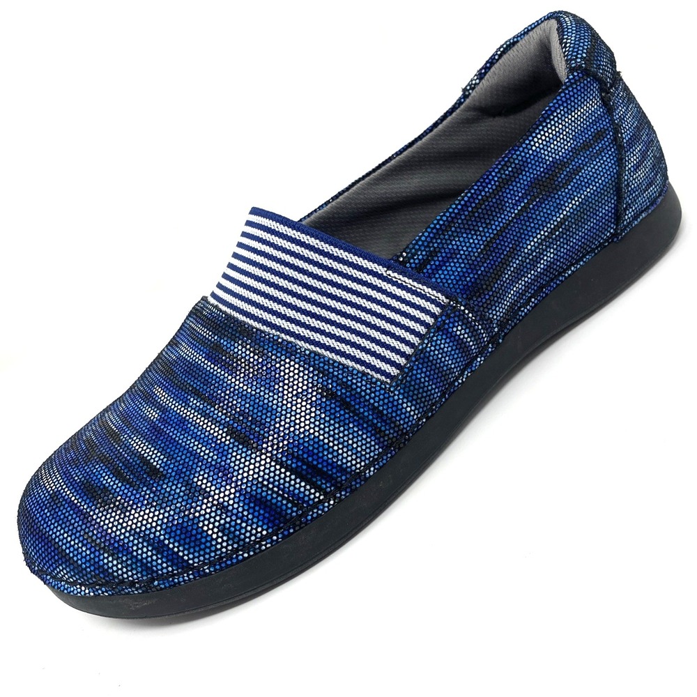 Alegria 8-8.5US 39EU Slip On‎ Clogs Shoes Loafers Blue Leather Galaxy Comfort
